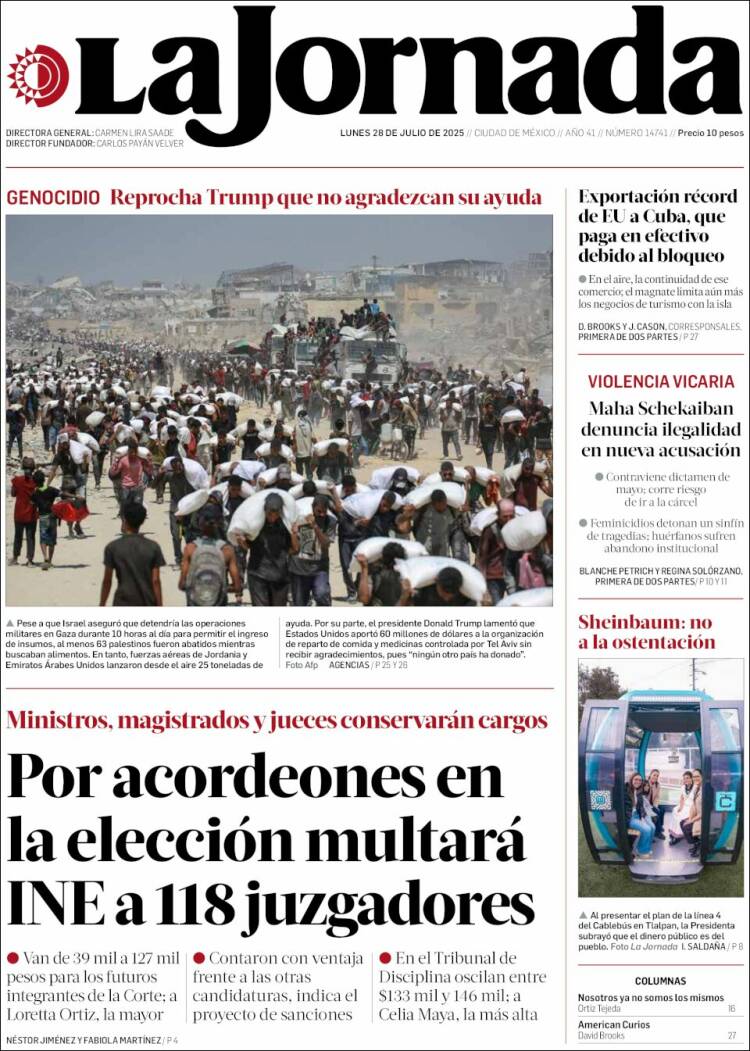 Portada de La Jornada (Mexique)