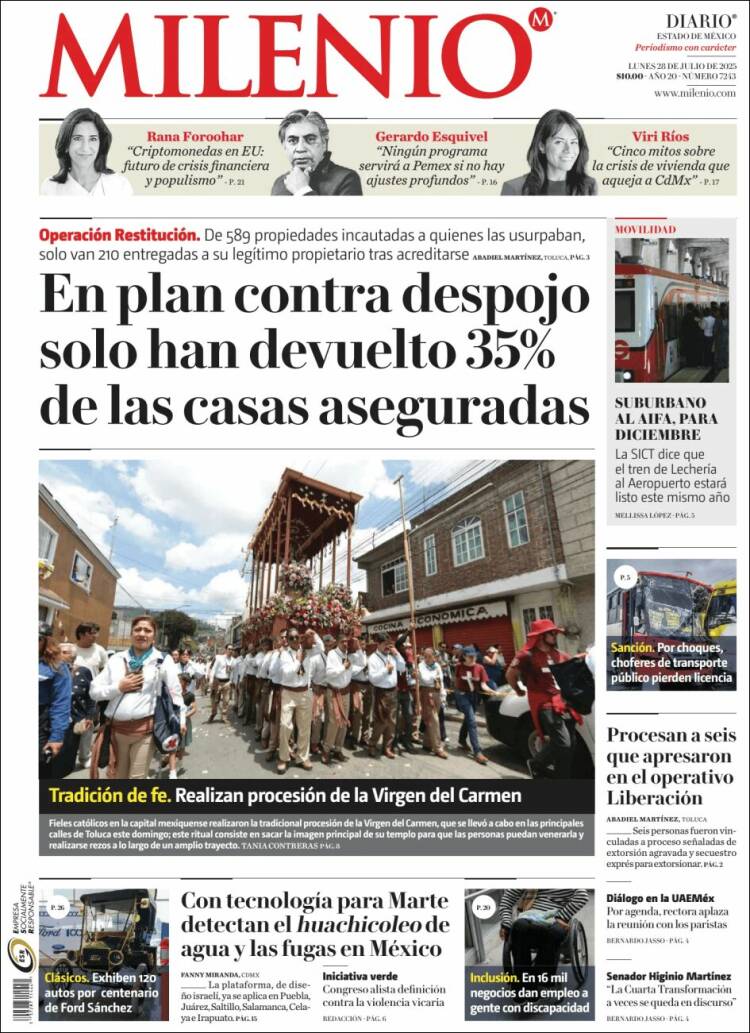 Portada de Milenio - Estado de México (Mexico)