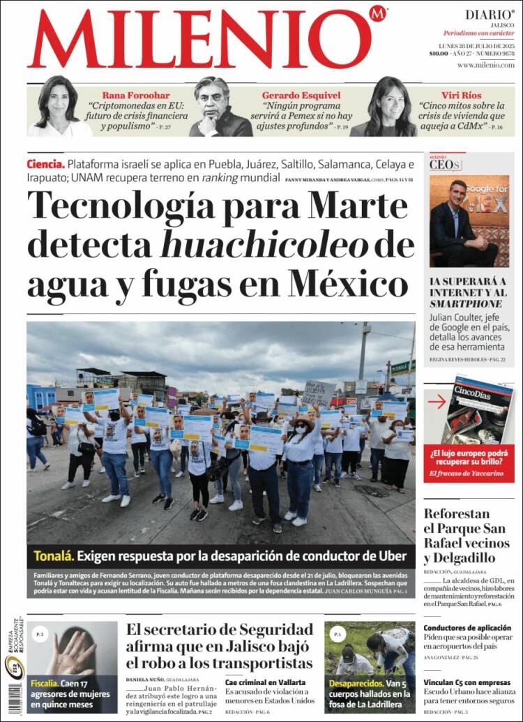 Portada de Milenio - Jalisco (Mexico)