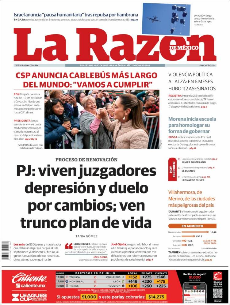 Portada de La Razón (Mexico)