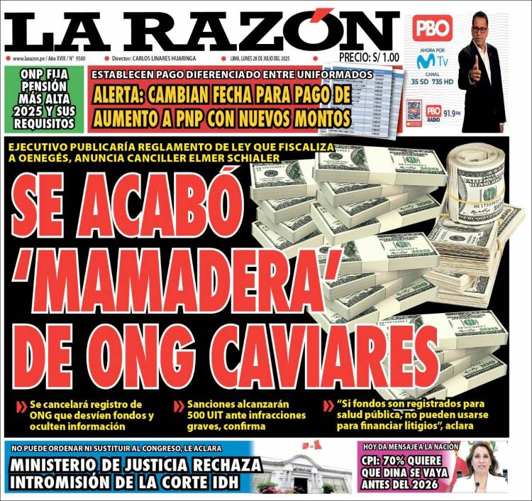 Portada de La Razón (Peru)