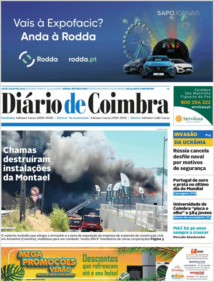 Portada de Diário de Coimbra (Portugal)