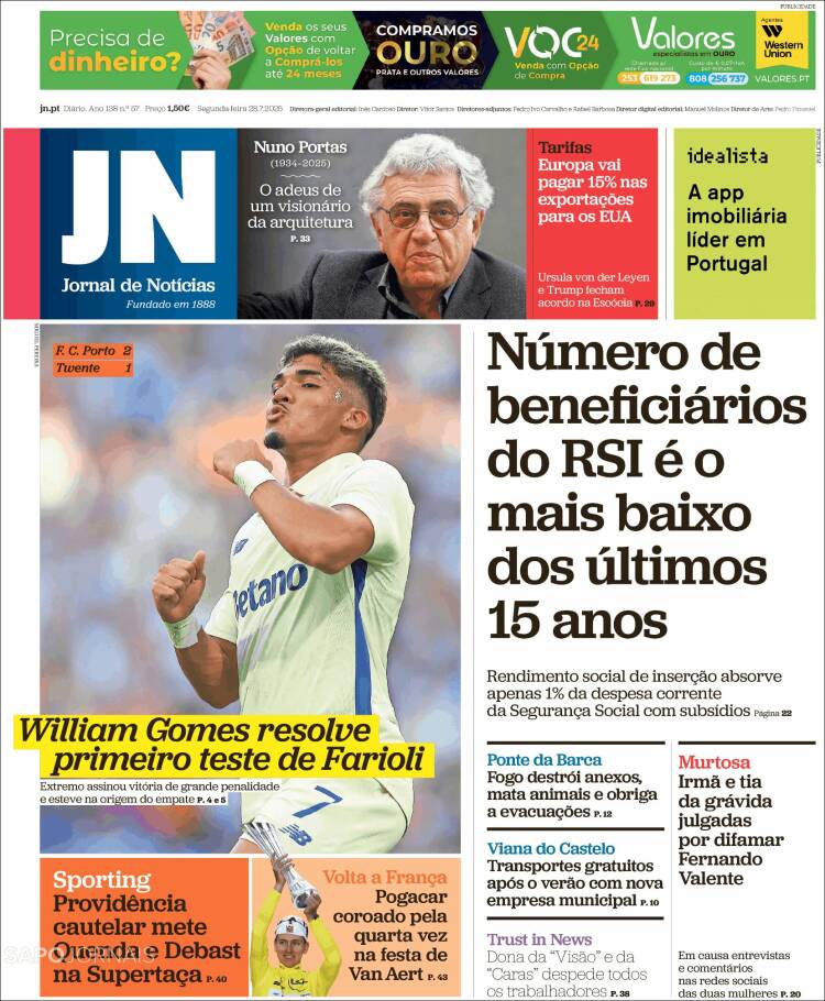 Portada de Jornal de Notícias (Portugal)
