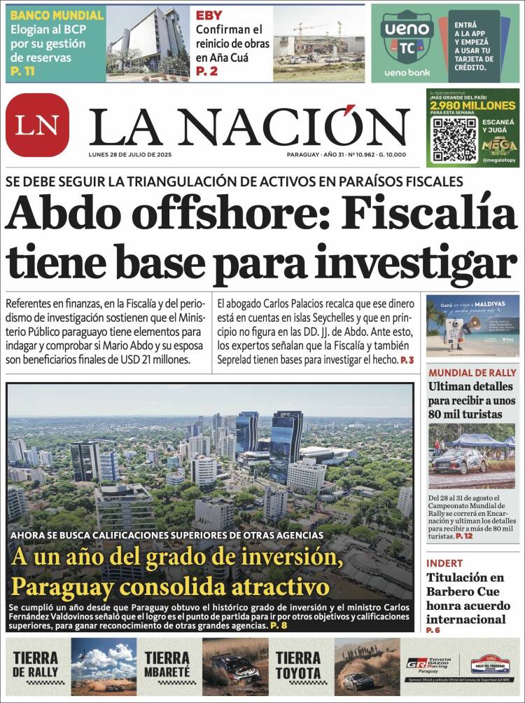 Portada de La Nación (Paraguay)