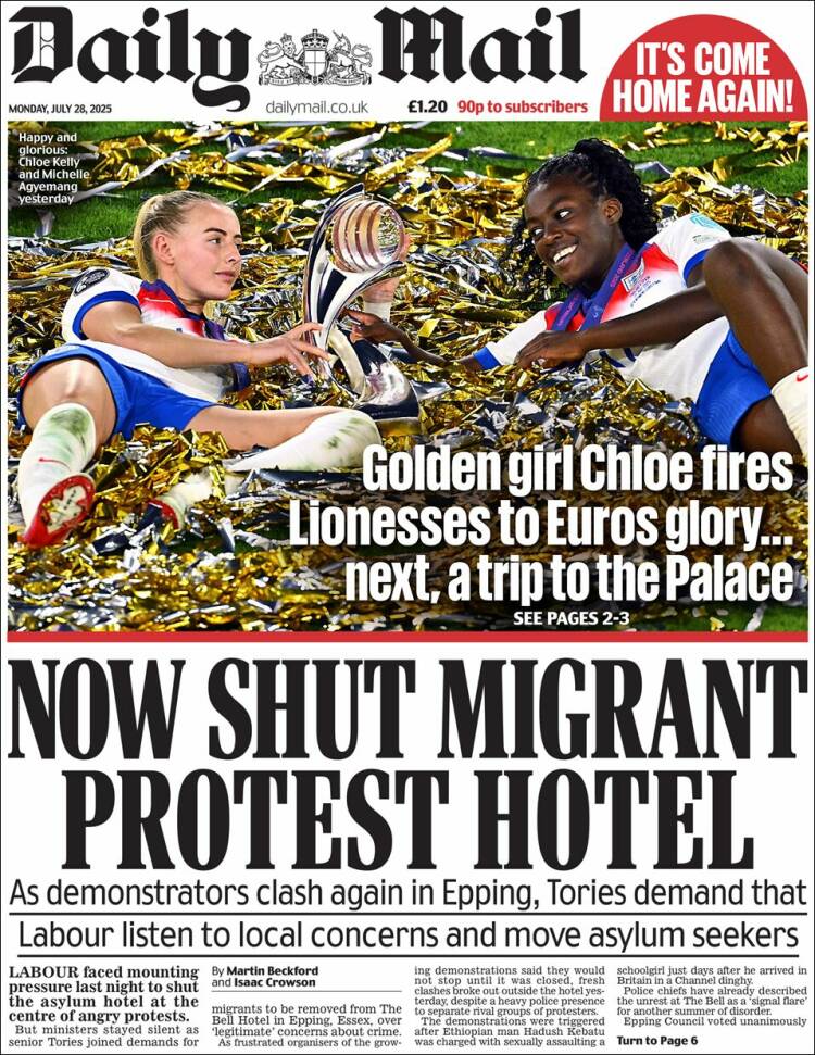 Portada de Daily Mail (Reino Unido)