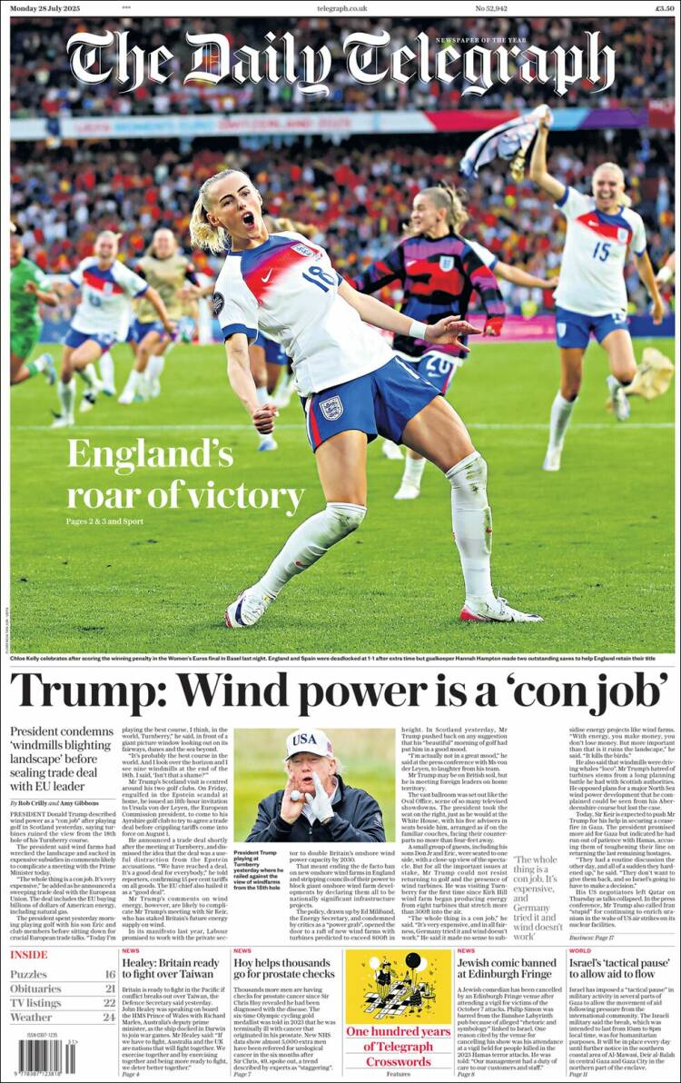 Portada de Daily Telegraph (Reino Unido)