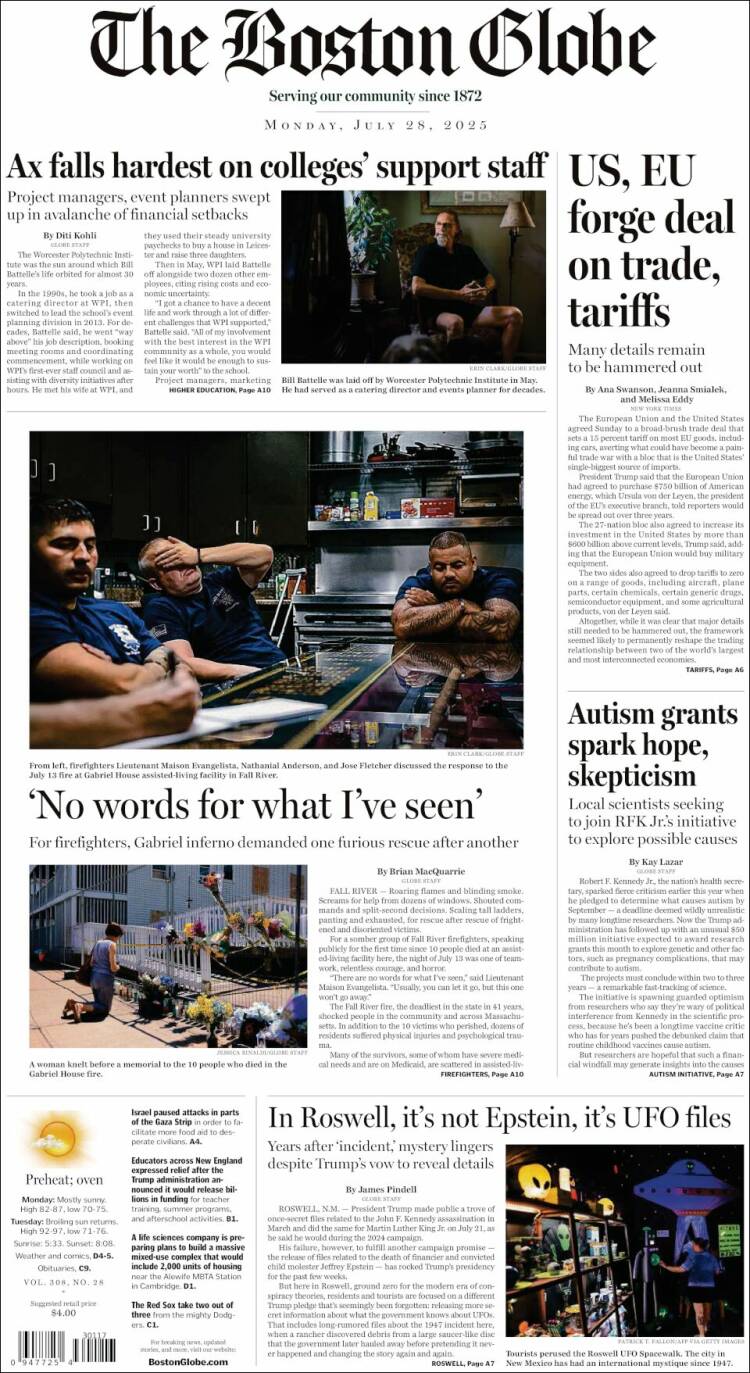 Portada de Boston Globe (États-Unis)