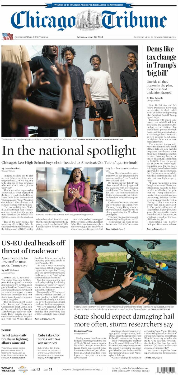 Portada de Chicago Tribune (USA)