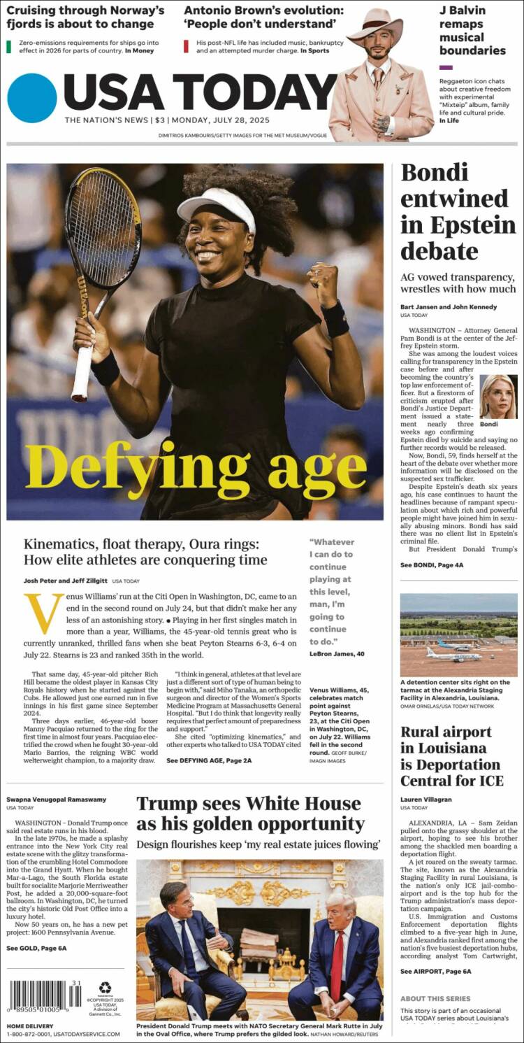 Portada de USA Today (USA)