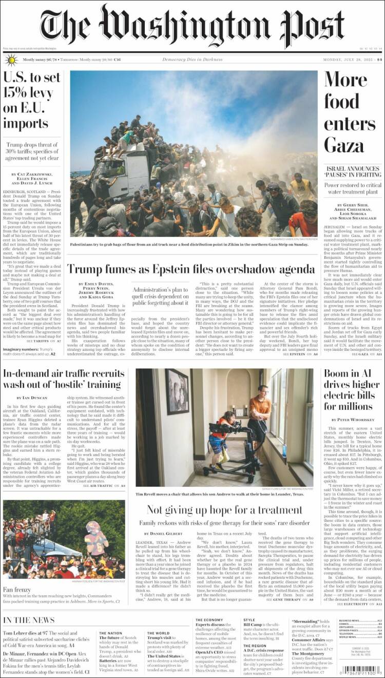 Portada de The Washington Post (États-Unis)