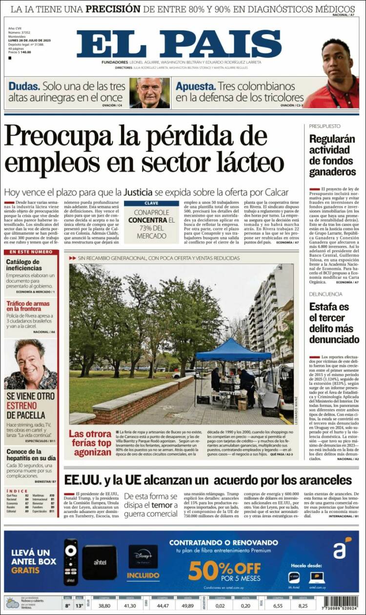 Portada de El País (Uruguay)