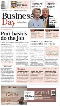 Portada de Business Day (Sudáfrica)