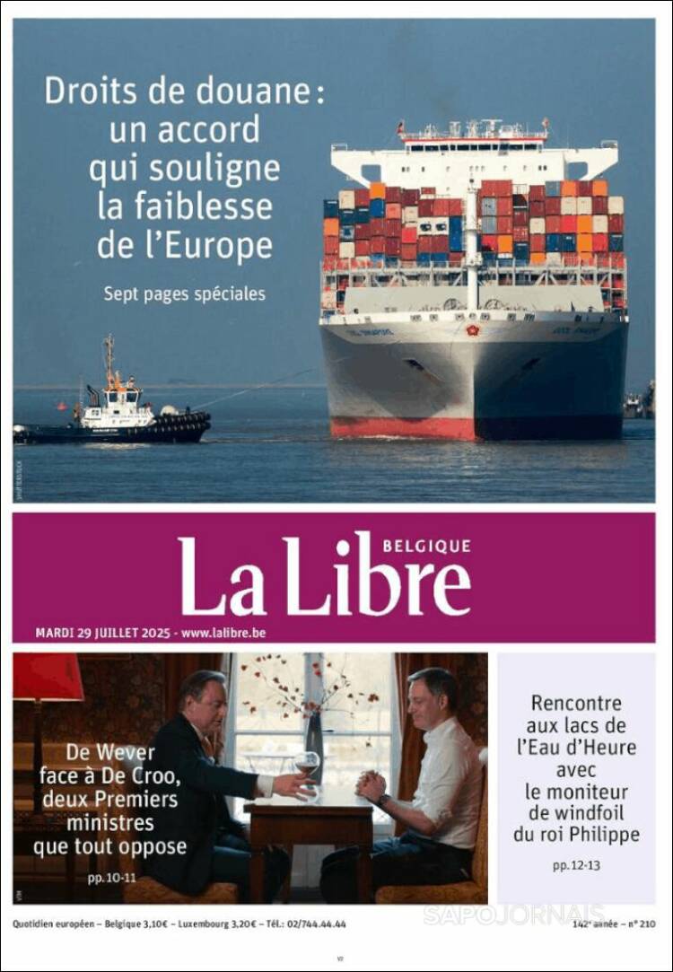 Portada de La Libre.be (Belgique)