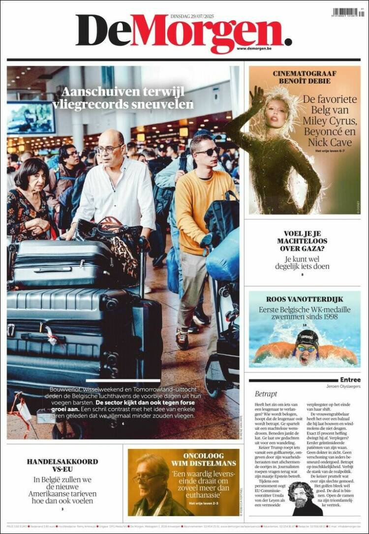 Portada de De Morgen (Belgium)