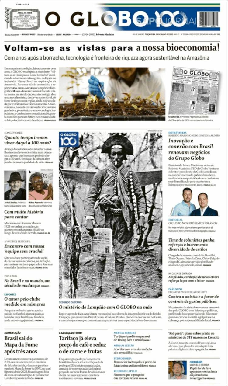 Portada de O Globo (Brésil)