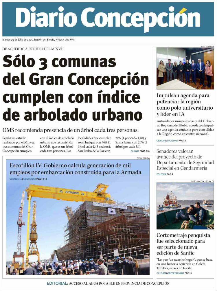 Portada de Diario de Concepción (Chili)