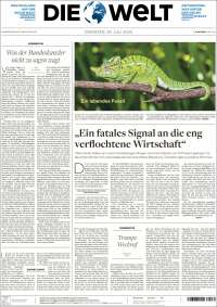 Portada de Die Welt (Alemania)