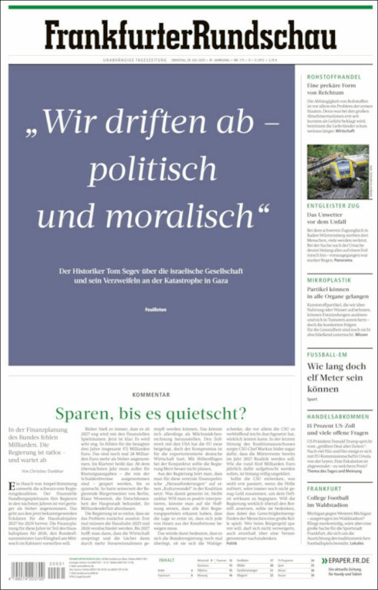 Portada de Frankfurter Rundschau (Alemania)
