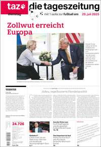 Portada de Die Tageszeitung (Alemania)