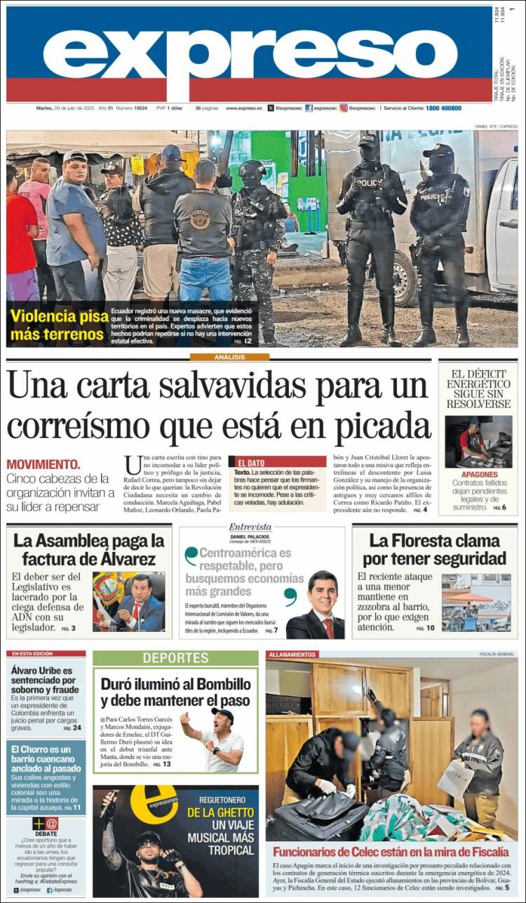 Portada de Expreso (Ecuador)