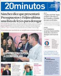 Portada de 20 Minutos - Barcelona (España)