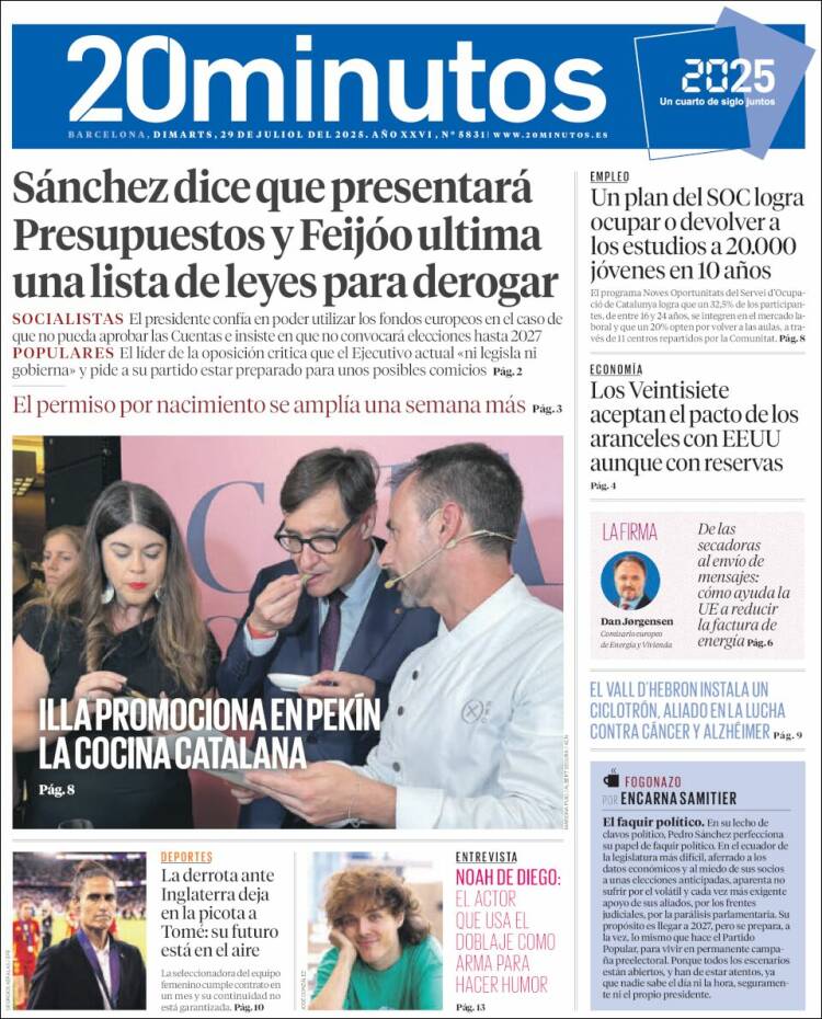 Portada de 20 Minutos - Barcelona (Spain)