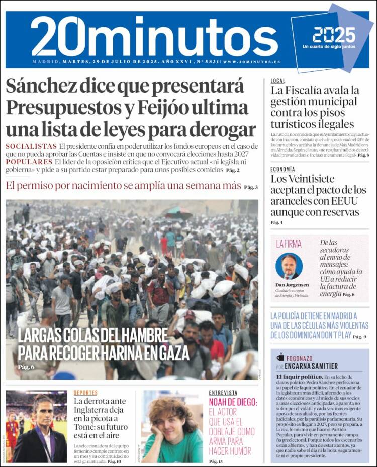 Portada de 20 Minutos - Madrid (Spain)