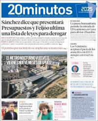 Portada de 20 Minutos - Valencia (España)