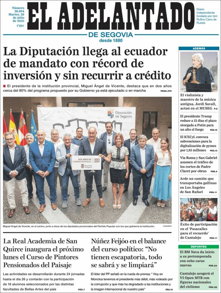 Portada de El Adelantado de Segovia (España)