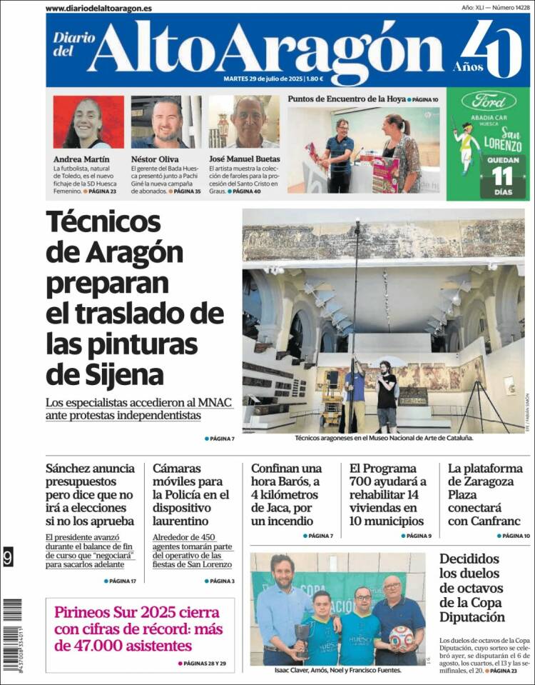 Portada de Diario del AltoAragón (Espagne)
