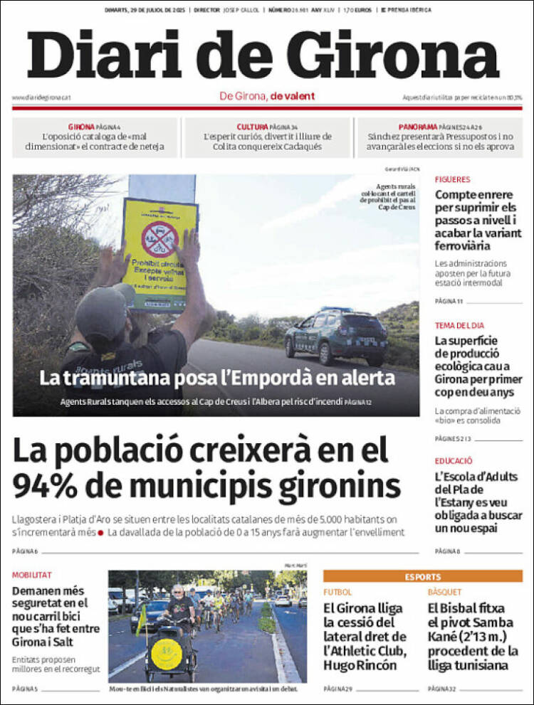 Portada de Diari de Girona (España)