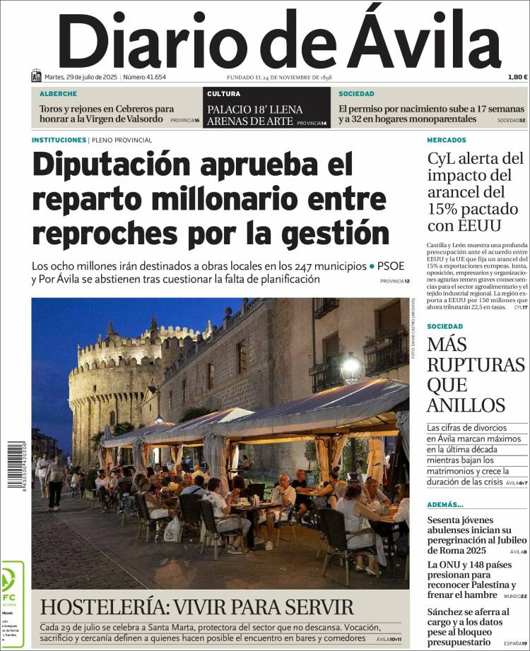 Portada de Diario de Ávila (España)