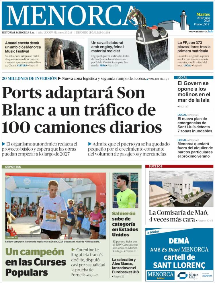 Portada de Menorca - Diario Insular (Spain)