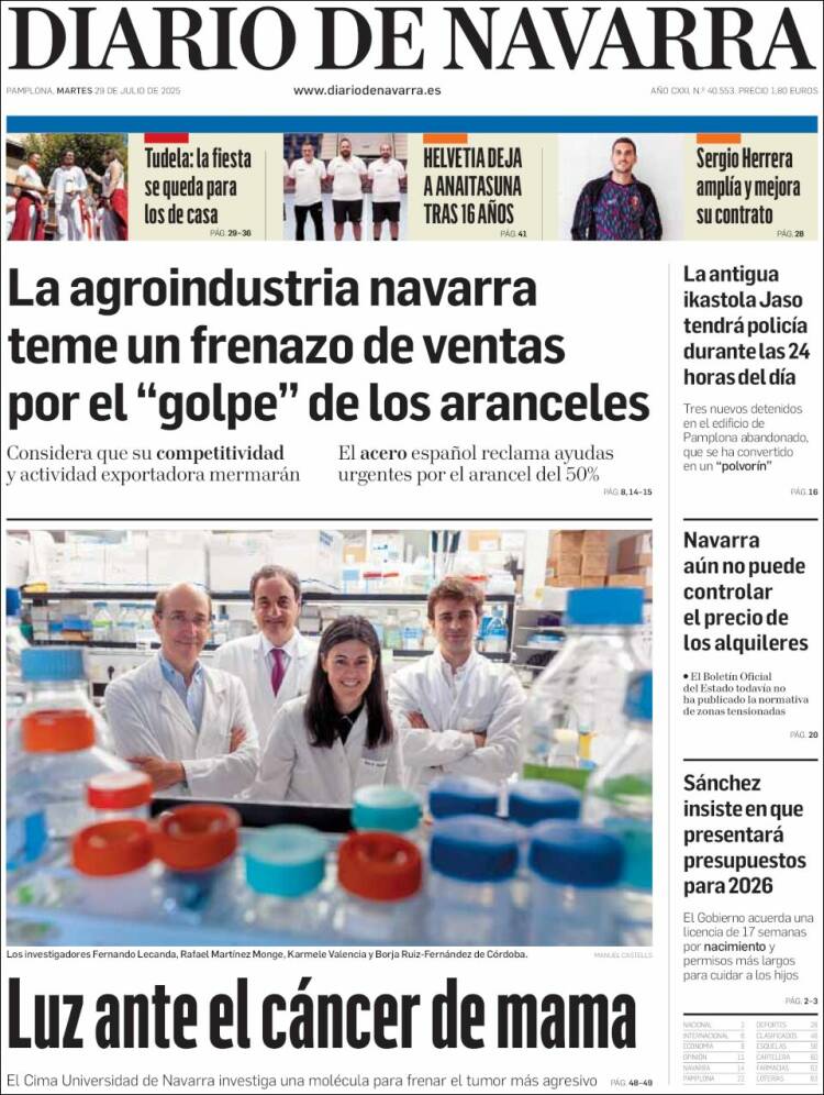 Portada de Diario de Navarra (España)