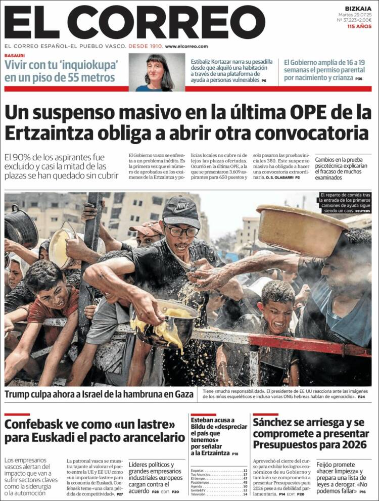 Portada de El Correo (Espagne)