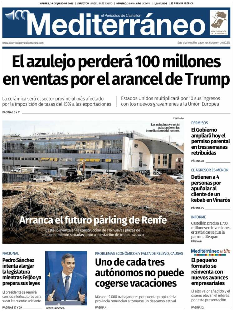 Portada de El Periódico Mediterraneo (Espagne)