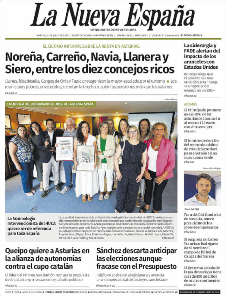 Portada de La Nueva España (Spain)