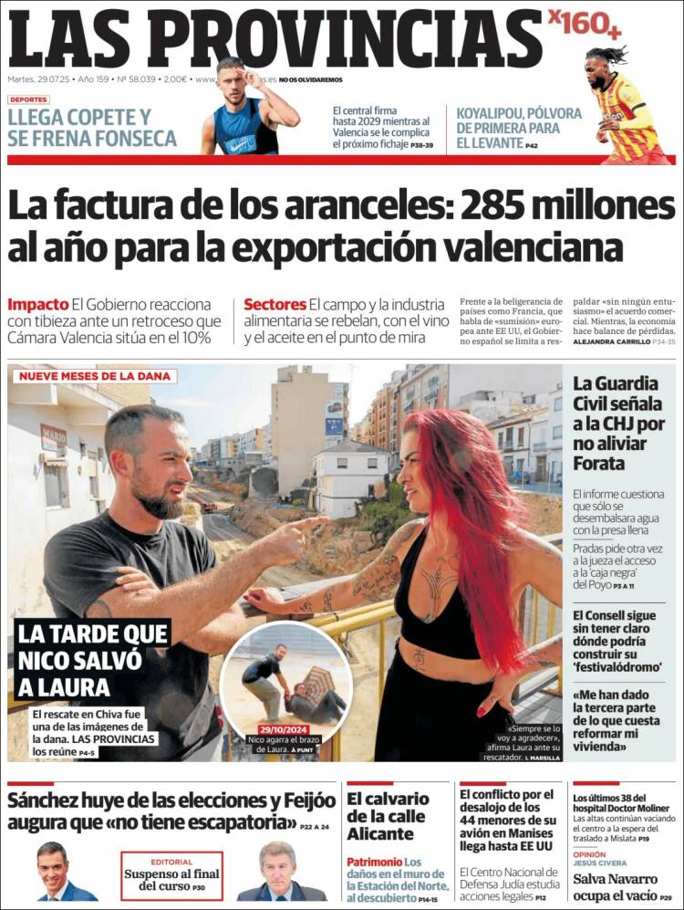 Portada de Las Provincias (Espagne)