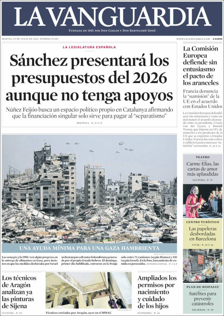Portada de La Vanguardia (España)