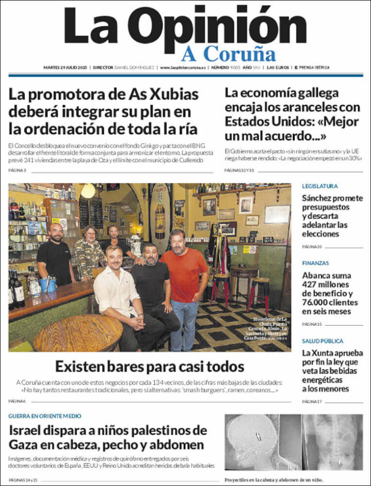 Portada de La Opinión de A Coruña (España)