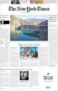 Portada de International New York Times (Europa)