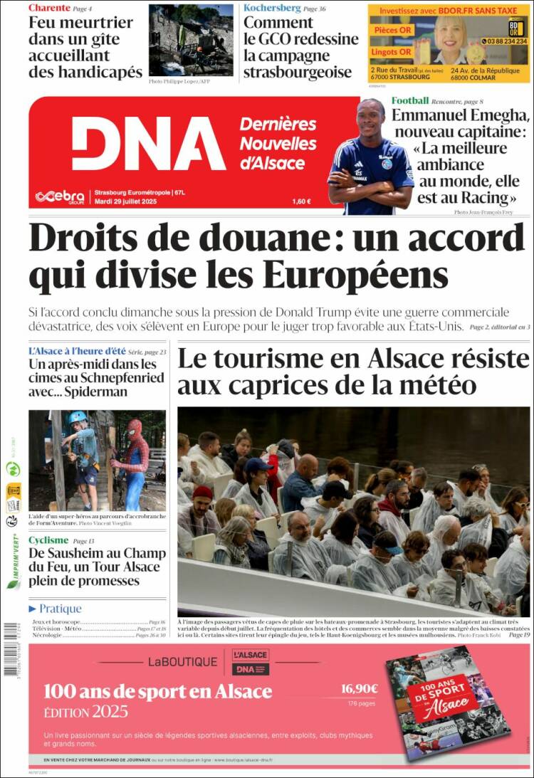 Portada de Les Dernières Nouvelles d'Alsace (France)