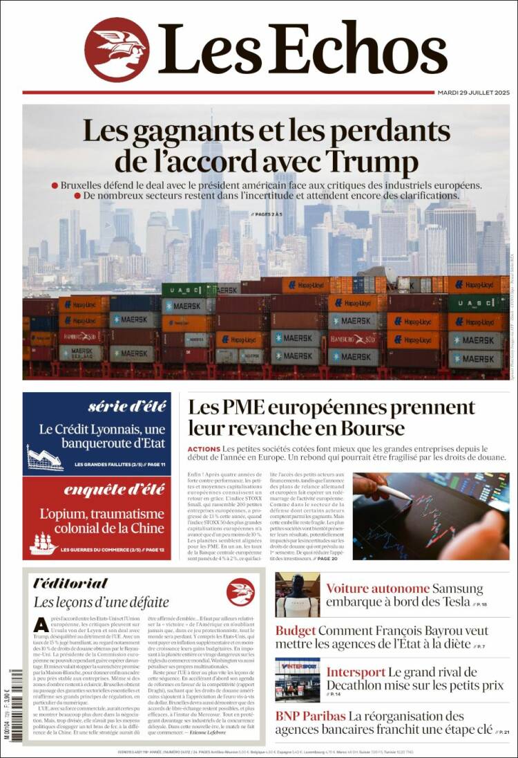 Portada de Les Echos (France)