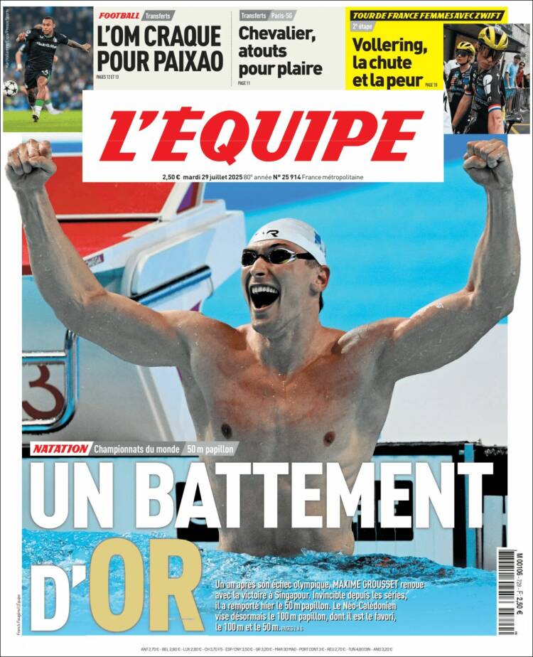 Portada de L'Equipe (Francia)