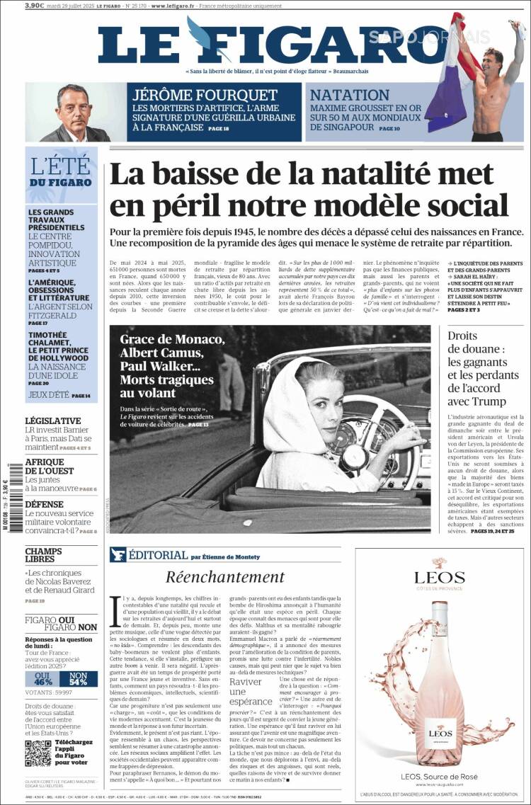 Portada de Le Figaro (Francia)