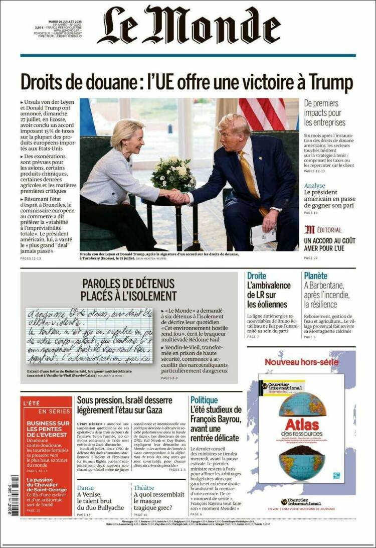 Portada de Le Monde (Francia)