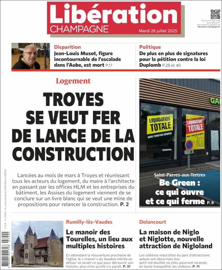 Portada de Libération Champagne (France)