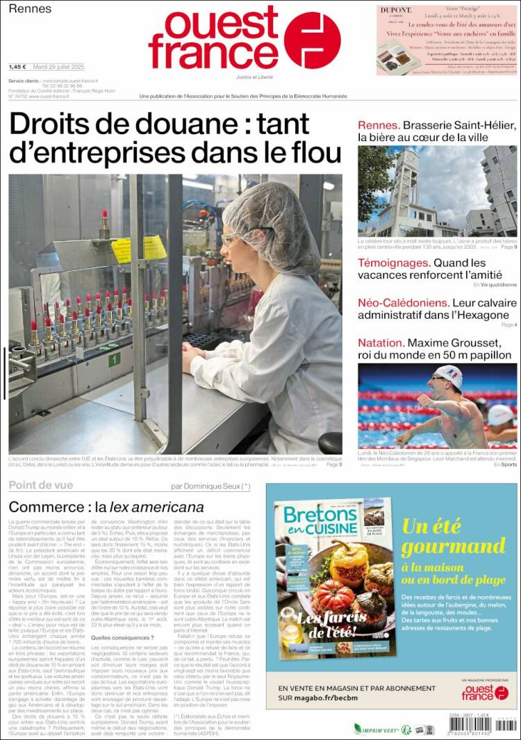 Portada de Ouest France (France)