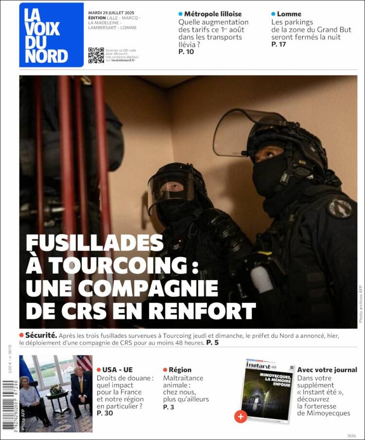 Portada de La Voix du Nord (Francia)