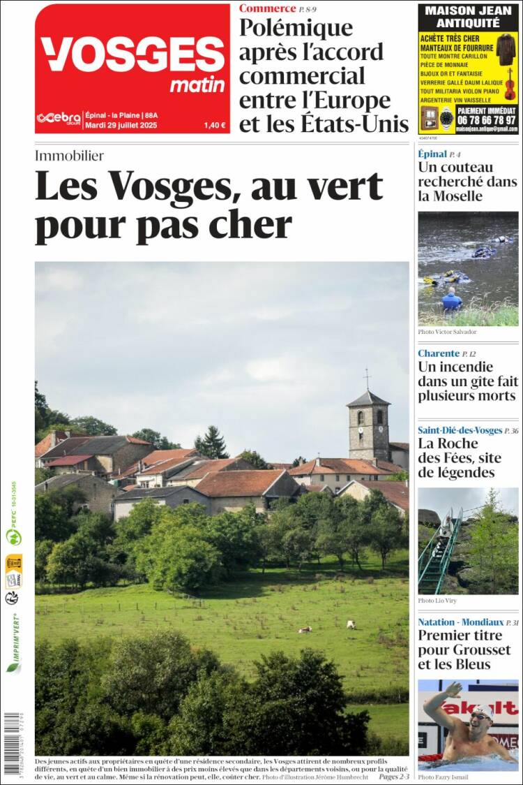 Portada de Vosges Matin (France)
